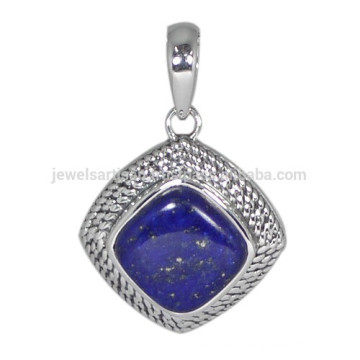 Navy Blue Natural Lapis Gemstone 925 Silver Pendant